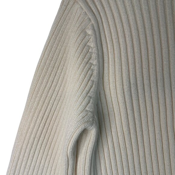 VTG DKNY Jeans Ribbed Knit Sweater L Off White 100% Cotton Japan Preppy Warm EUC - Picture 8 of 13